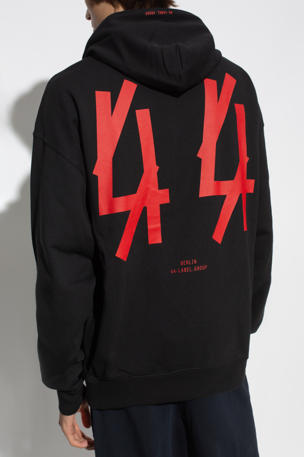 HOOD SWEATER black フーディセーター フェードブラック Black Sweatshirt with logo 44 Label Group